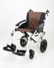Excel G-Logic Lightweight Transit Wheelchair With 16'' White Frame and Brown Upholstery
